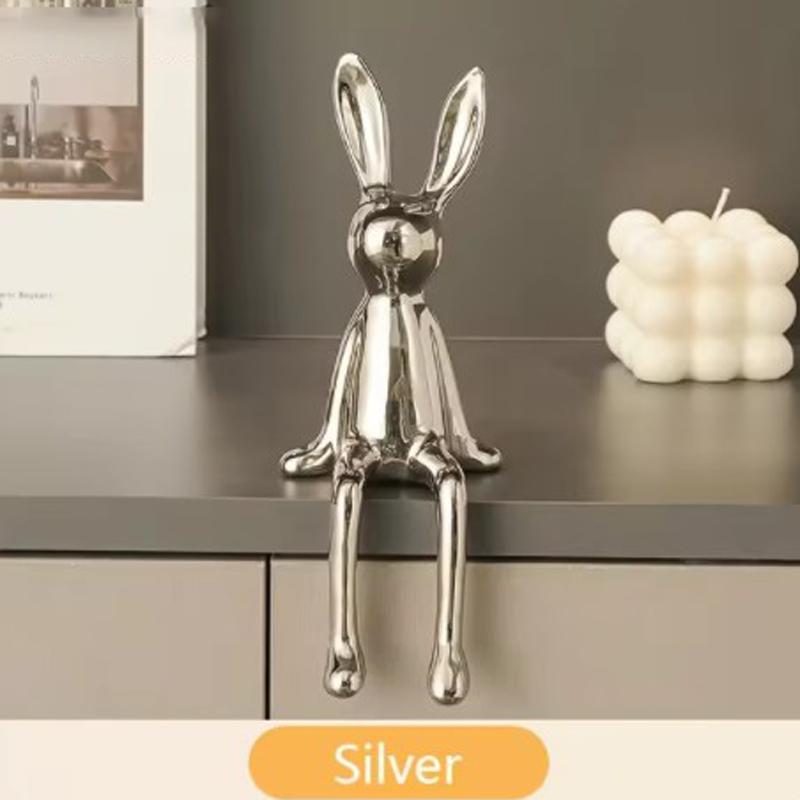 1 шт. Креативное керамическое украшение в виде длинноухого кролика для гостиной, спальни, офиса, домашнего искусства, эстетики, легкого роскошного украшения