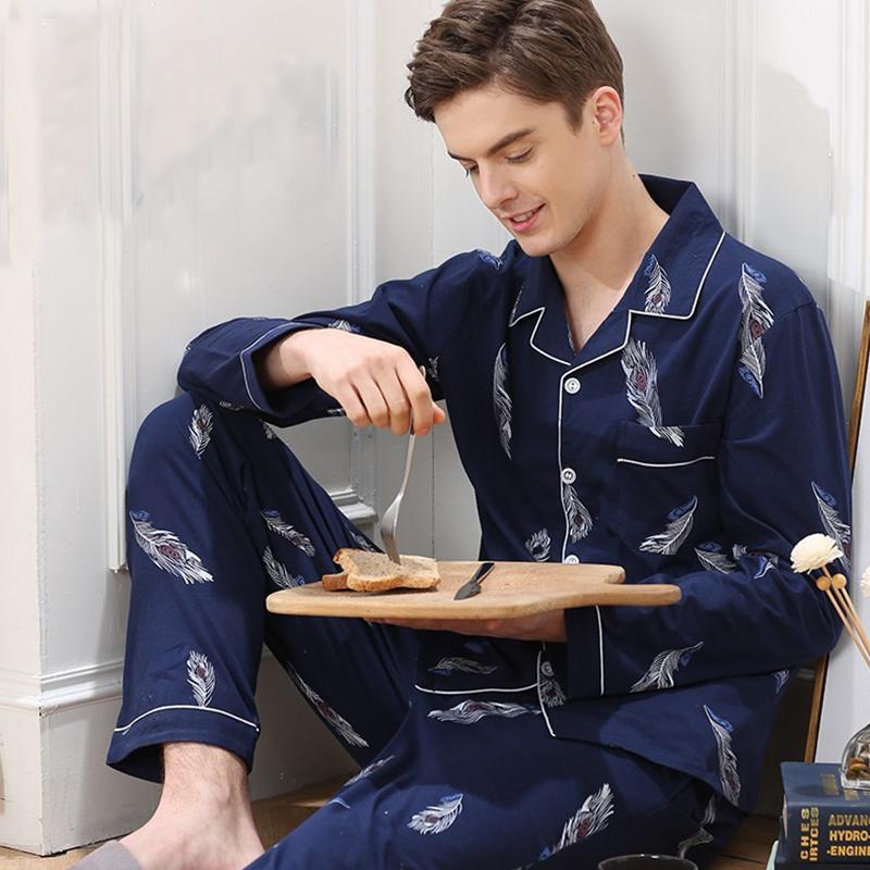 Весенне-осенние новые мужские хлопковые пижамы для отдыха с длинным рукавом, кардиган, комплект плюс размер, домашняя одежда для отдыха
