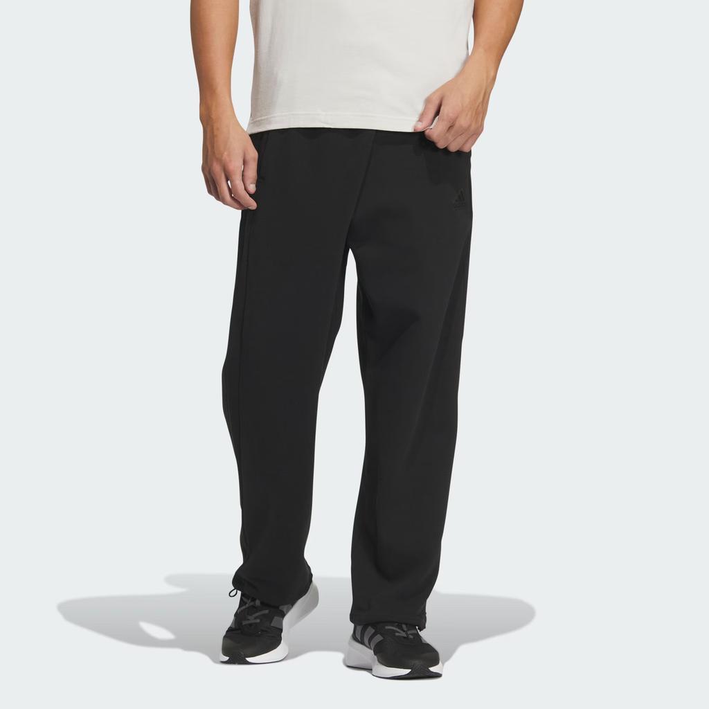 Adidas Sportswear Pants Solid Color Elastic Waist Drawstring Knit Sports Pants Men Pants Black IM9029