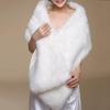Beige Bridal Shawls Winter Faux Fur Wraps Wedding Party Evening Women's Wrap With Pure Color For Wedding