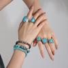 Эстетическое бирюзовое кольцо из цинкового сплава, винтажное кольцо, креативное кольцо в стиле вестерн-кантри с накладкой