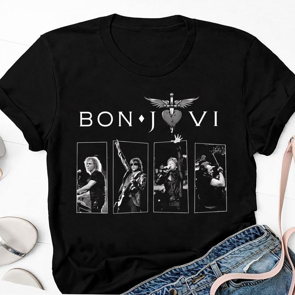 Графическая футболка с изображением рок-группы Bon Jovi, Винтажная футболка Bon Jovi 80-х, Унисекс футболка для концерта Bon Jovi