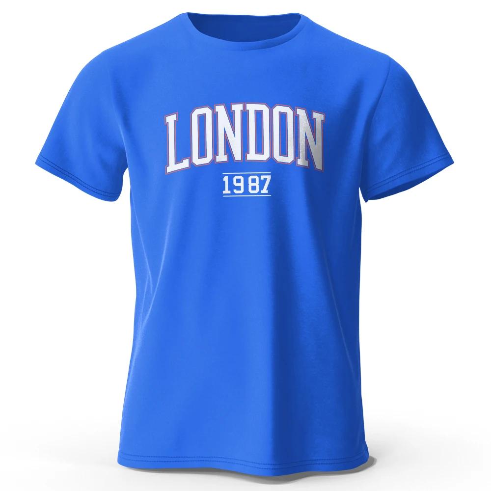 London 1987 Vintage T-shirt Sport 100% Cotton Print Oversized Tees for UnisexSportswear Tops