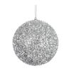 Boule Décorative - Polyfoam - 12 Cm - Argent - Paillette