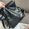 Leather Woven Shoulder Bag Rhombus Messenger Women's Bag Wide Shoulder Strap Stray Underarm Bag Braiding Bag