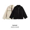 2024 Women's Winter Fashion Stand Collar Shearling Jacket with Zipper