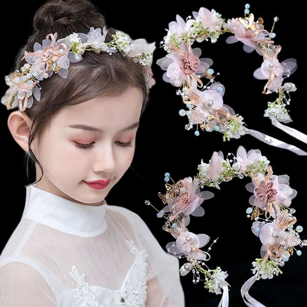 Korean Style Wreath Headband Tiara Garland Wristband Elegant Flower Crown Hairband  Photo Props