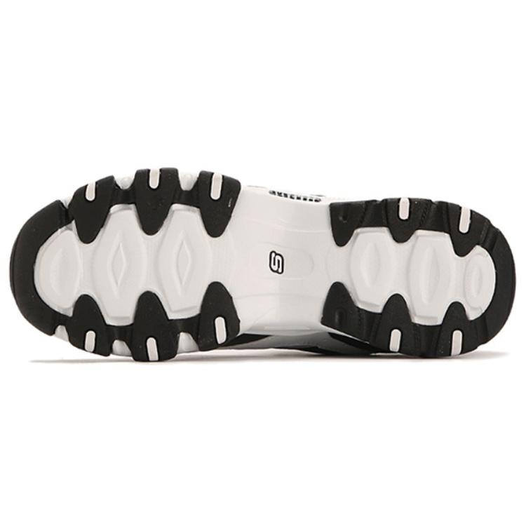 (WMNS) Skechers D'Lites низкие Папины кроссовки GS Черный/Белый/Серый Женские 12493-BKW