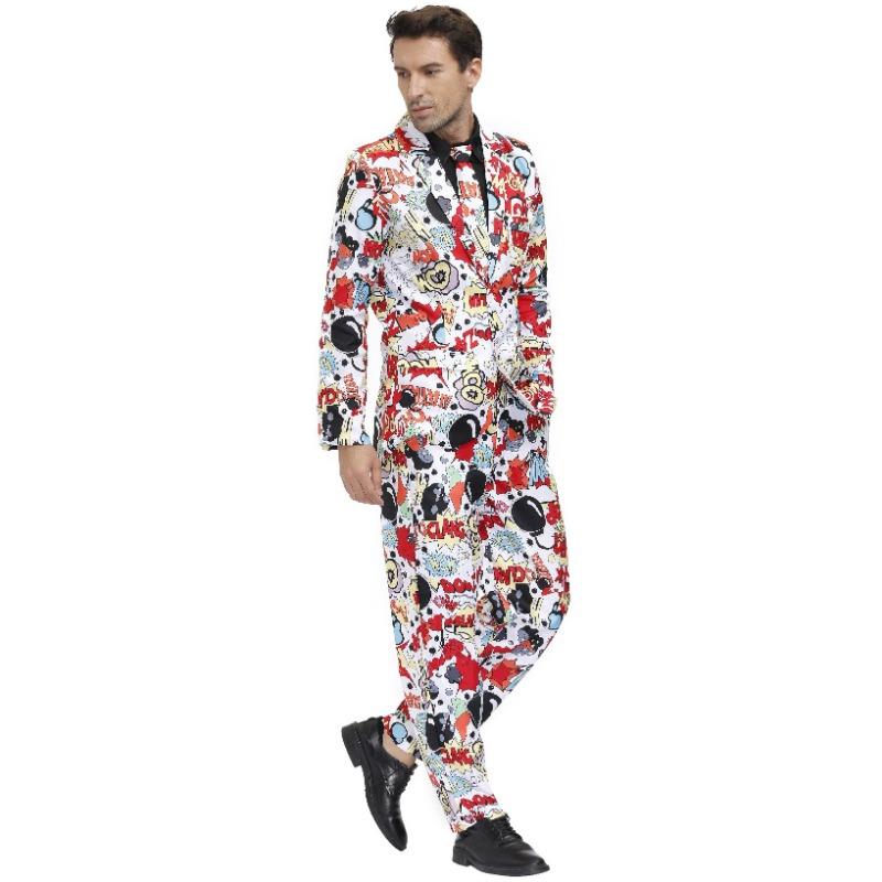 Мужской костюм с принтом M-XL, костюм клоуна, костюм для дискотеки на Хэллоуин для мужчин