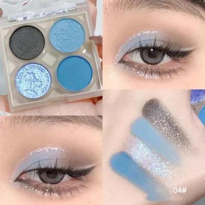 Палитра теней для век Shimmer Matte Eyeshadow Palette Green Glitter Metallic Smokey Pigment Cosmetics Makeup 4 цвета, 1 шт.