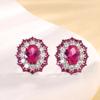 Jewelry Copper Bottom Gold-Plated Simulation Red Corundum Oval Set Female Main Stone 6 * 8