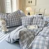 New Lattice Duvet Cover Set with Sheet Pillowcases No Filling Warm Bed Linen Twin Full Queen Size Grid Home Bedding Set