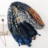 Модный шарф и шаль с принтом в стиле пэчворк для женщин Легкие мягкие шелковистые шарфы Шаль с бахромой Модный удобный теплый солнцезащитный шарф