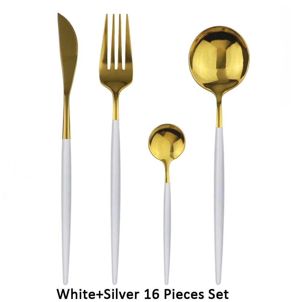16 шт. черный набор столовых приборов 18/0 набор столовой посуды из нержавеющей стали кухонный золотой набор посуды нож вилка ложка столовые приборы