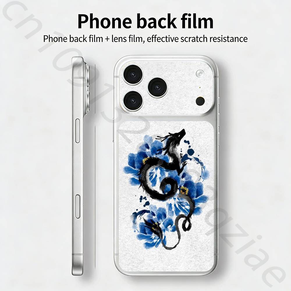 Дракон Для iPhone 17 pro Max /17 pro Полное Покрытие Наклейка Кожаная Обёртка 3D Цветная Задняя Защитная Пленка-Стикер