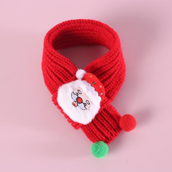 Рождественский шарф для питомца Вязаный шарф для кошки с помпоном Шарф с рождественскими елками и Санта-Клаусом Пушистая рождественская шапка со звездой на макушке для праздничной вечеринки, фотосессий