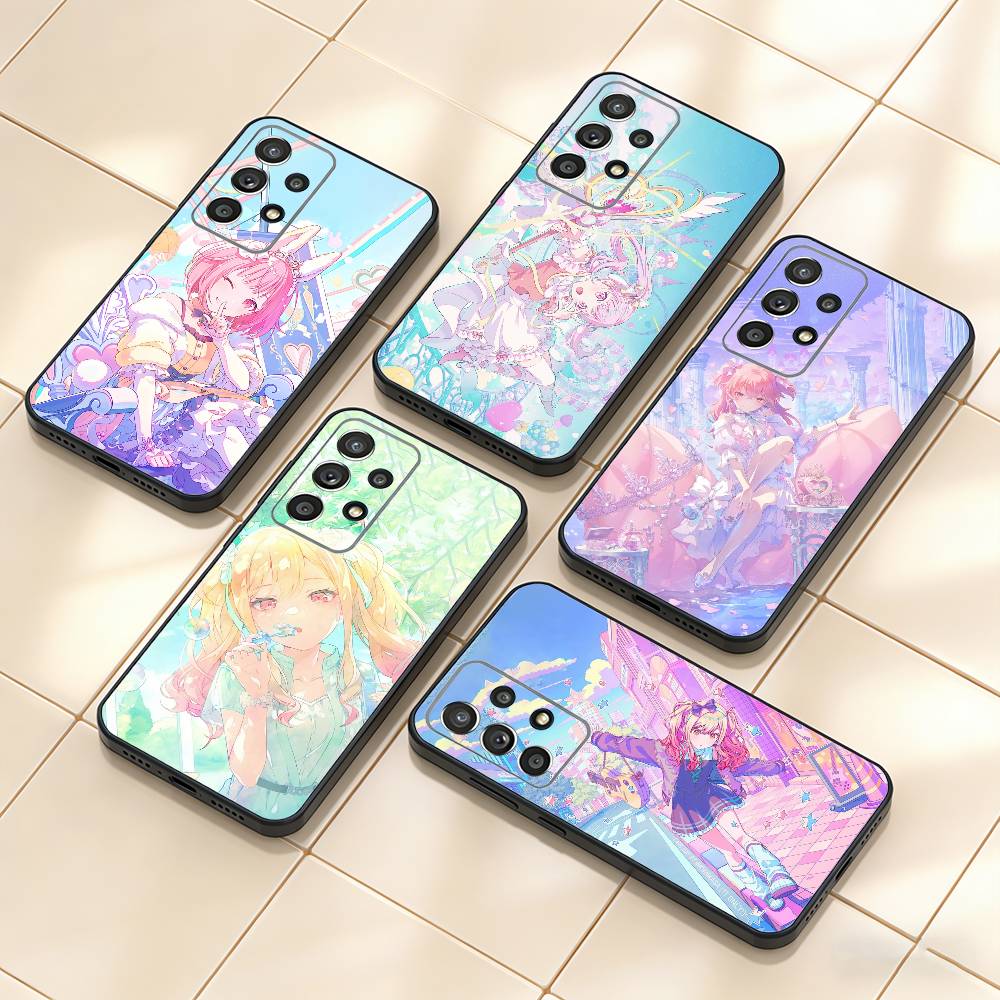 Милый чехол для телефона Project SEKAI для Samsung S25, S24, S21, S22, S23, S30, Ultra, S20, Plus, Fe, Note, 10, 9, 5G Черная крышка