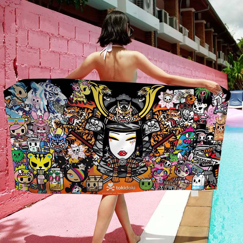 Кавайи T-Tokidoki Аниме Пляжное полотенце Цветные банные полотенца Для девочки Микрофибра Быстросохнущее Без песка Пляж Йога Спа Бассейн