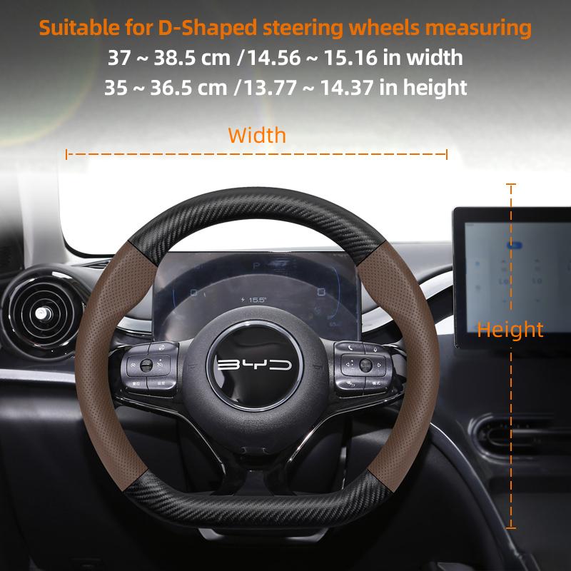 Suitable for Byd Breathable Leather Matte Carbon Fiber Texture Steering Wheel Cover Suitable for Dolphin Mini Seal Atto 3 King Shark 6 Song njbwy33