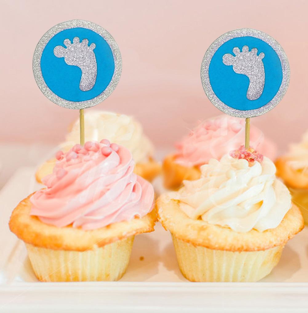 Дарлинг Сувенир| Блеск Baby Foot Baby Shower Toppers для капкейков | Десертные украшения - упаковка