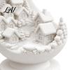 Minimalist Home Accents 3D Printed Crescent Moon and Snowy Village Figurine Mini House Statue Study Room Desk Sculpture with Stable Base Decorative