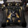 2/3Pcs Egyptian Anubis God Print Duvet Cover Set, 2D Flat Printing King Queen Size Polyester Bedding with Pillowcases