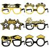 6 Pcs Black And Gold Graduation Glasses Class of 2025 Grad Eyeglasses for Graduation Party Decoration Photo Booth Props