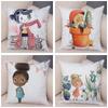Super Soft Plush Pillow Case for Sofa Home Watercolor Cartoon Girl Cushion Cover Decor Fairy Tale World Lovely Child Pillowcase