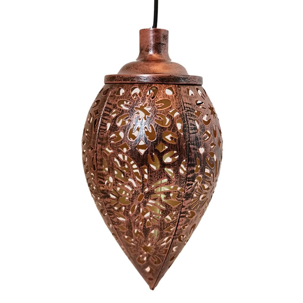 Outdoor Solar Lights Iron Garden Pendant Hollow Out Cone Light Metal Butterfly Hanging Lanterns