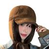 Large Earflap Beanie Hat Women Solid Color Warm Fleece Lined Fashionable Winter Outdoor