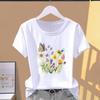 (Asian Size) Graphic Tee Casual T Clothing Print 90s Trend Watercolor Female Casual Women's Top Fashion Short Sleeve T-shirt