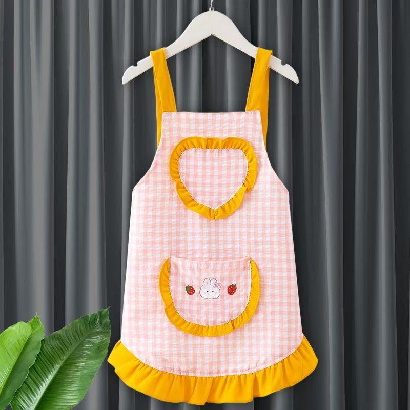 New Medium Large Children's Apron 3 To 6 Years Old Kindergarten Summer Sleeveless Waterproof Dirt-Proof Dressing Baby Eating Bib