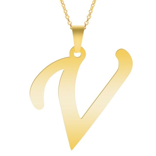 Золотые ожерелья с алфавитом для женщин, ювелирная цепочка на шею, 26 букв, подвески, ожерелье, колье из нержавеющей стали, женский аксессуар