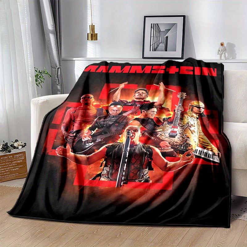 1pc Rammstein Band Home Decor Flannel Blanket: Perfect Gift for Bedroom, Living Room, Travel, Camping, Car, Beach, Office Nap, Ideal Sofa Throw, Outdo