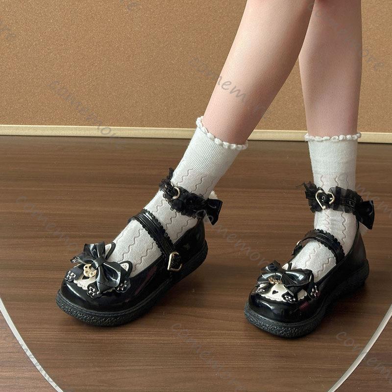 Fashion Comemore Japanese Style Lolita Leather Shoes Fashion Flat Bottom Students Loafers Cute Thick Sole Versatile Girls Single Shoes