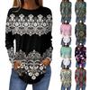 Shirts For Women Cute  Vintage Pattern Print T-Shirt Long Sleeve Tunic Tops Cotton Pullovers