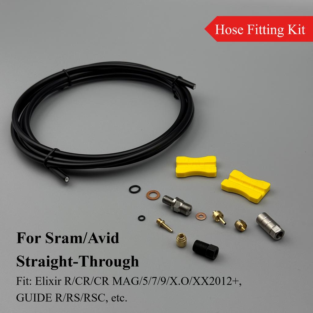 1 Set Bike Hydraulic Brake Hose Fitting Kit, 2m 3-Layer Hydraulic Hose (OD 5mm/ID 2.0mm), for Shimano BH59/BH90 Sram Magura