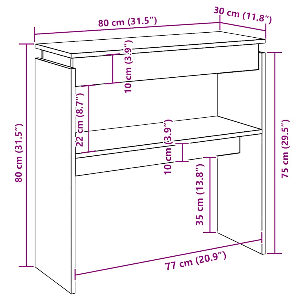 Computertisch, Schminktisch, Seitlicher Tisch Für Den Flur, 80x30x80 Cm