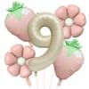 5 шт. Матовый молочно-белый Фольгированный шар с изображением фруктов, клубники, цветов, с шаром-цифрой 32 дюйма, Ягодный, Первый день рождения, Летняя вечеринка, Принадлежности