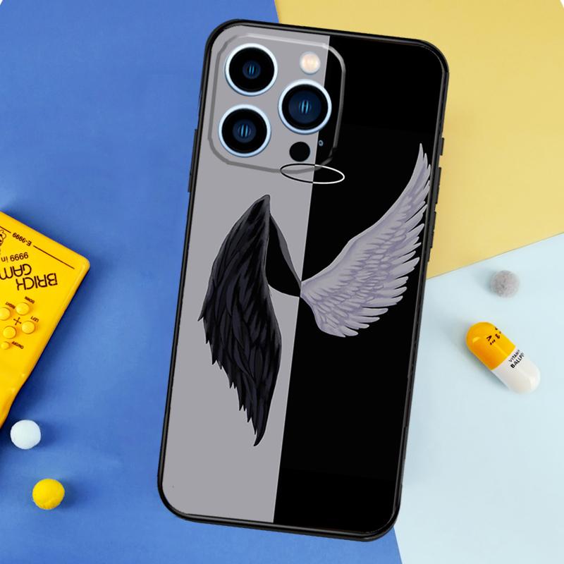 Devil Angel Phone Case For iPhone 16 15 13 12 11 14 17 Pro Max 13 mini 16 Plus 16e 17 Air Bumper Cover