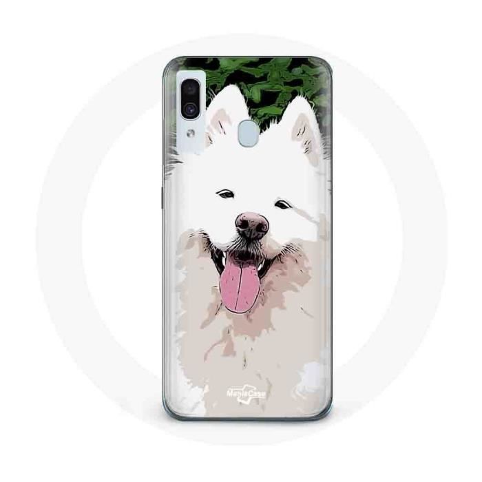 Чехол для Samsung Galaxy A40 самоедская белая собака породы