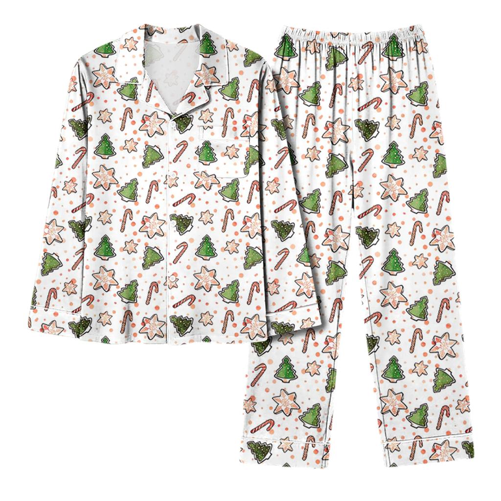 Женский повседневный модный комплект для дома с длинным рукавом и брюками с рождественским принтом