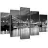 Five Piece Picture Canvas Print New York Bridge Black White