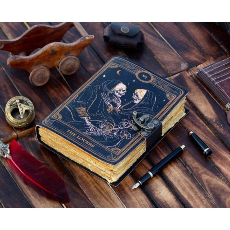Пустая книга заклинаний теневого гримуара, журнал для влюбленных, карты Таро, журнал ручной работы, альбом для рисования и блокнот, подарки для женщин, любителей черепов
