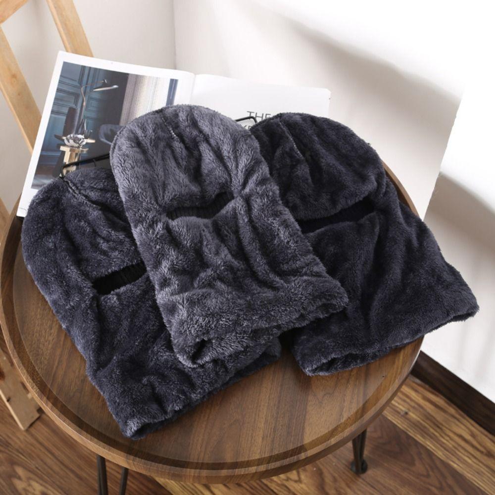 Breathable Men's Hat Scarf Balaclava Woolen Yarn Knitted Hat Fashion Winter Protection Cap