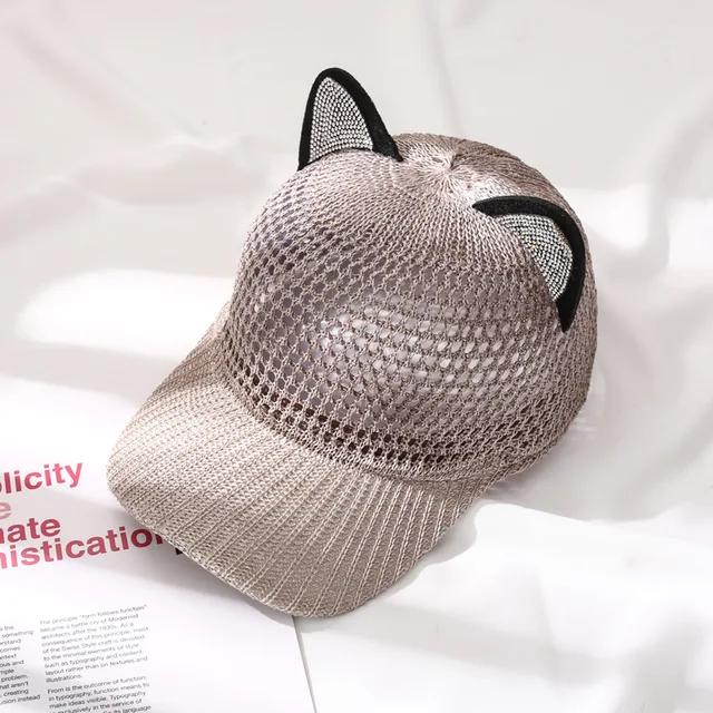Шляпа с открытым дышащим язычком, кепка с симпатичными кошачьими ушками, кепка-бейсболка для женщин, тонкая белая кепка на весну и лето