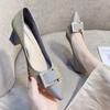 Women's Gentle High Heels Spring 2025 New Design Temperament Thick Heel Pointed Not Tired Feet Single Shoes Women's Summer