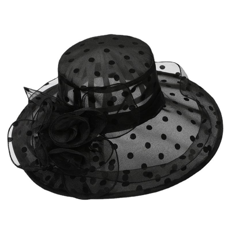 Шляпа от солнца из органзы в горошек, элегантные кружевные шляпы дерби с широкими полями, легкие тонкие дышащие дорожные пляжные шляпы для женщин и девочек