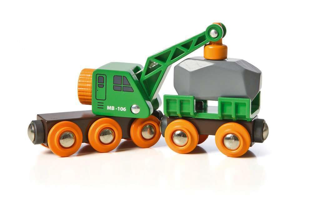 Brio Зеленый вагон-кран Ages Деревянная игрушка Электрический подарок 33698, 3+ [Игрушка, Поезд, Локомотив, Транспортное средство], (День рождения/Рождество)]