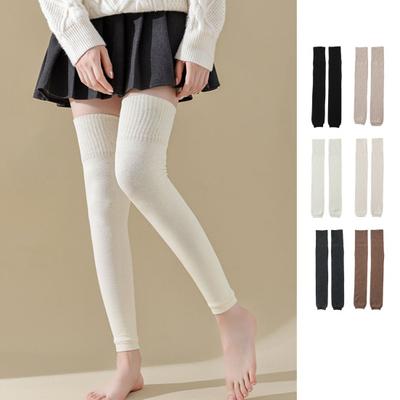 1 пара женских зимних чулок, трикотажные защищающие ноги, теплые, морозостойкие, без пальцев, эластичные, противоскользящие, теплые, мягкие, облегающие, гетры, носки до бедра, чехлы для ног